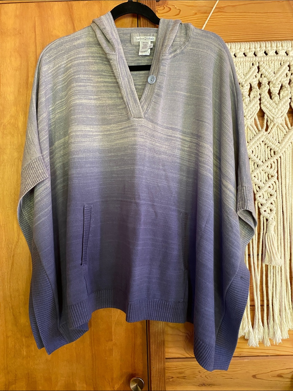 Carbon2Cobalt Cotton Ombre Hooded Pancho